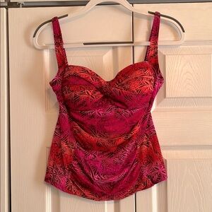 La Blanca Pink and Orange Bustier Fitted Bikini Top